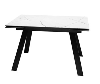 Кухонный раздвижной стол SKL 140, керамика белый мрамор/подстолье черное/ножки черные в Нальчике - предосмотр