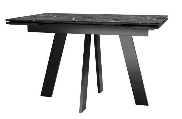 Кухонный стол раздвижной SKM 120, керамика черный мрамор/подстолье черное/ножки черные в Нальчике - изображение 1