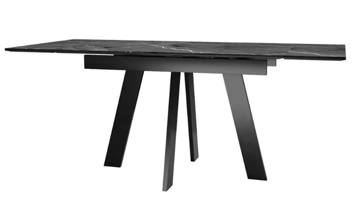 Кухонный стол раздвижной SKM 120, керамика черный мрамор/подстолье черное/ножки черные в Нальчике - изображение 3