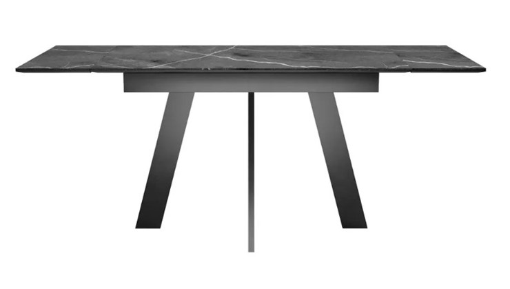 Кухонный стол раздвижной SKM 120, керамика черный мрамор/подстолье черное/ножки черные в Нальчике - изображение 4