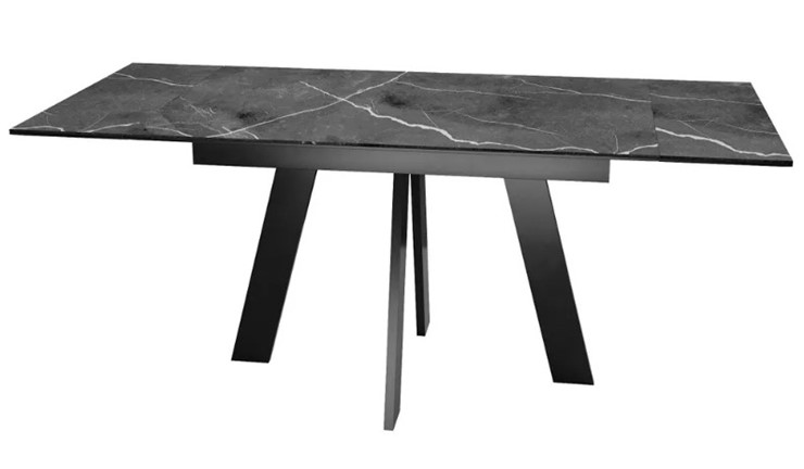 Кухонный стол раздвижной SKM 120, керамика черный мрамор/подстолье черное/ножки черные в Нальчике - изображение 5