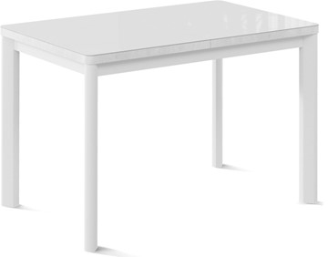 Кухонный стол раскладной Токио-2G (ноги металлические белые, cтекло cristal/белый цемент) в Нальчике