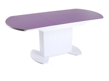 Раздвижной стол ПГ-02 тумба СТ2, белое, фиолетовое стекло, МДФ в Нальчике