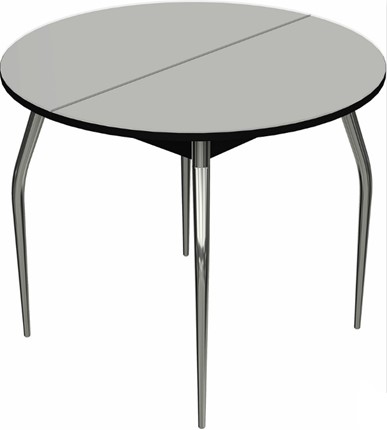 Кухонный стол раскладной Ривьера исп. круг хром №5 (стекло белое/черный) в Нальчике - изображение