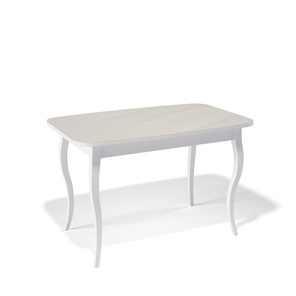Кухонный раздвижной стол Kenner 1200C (Белый/Стекло крем глянец) в Нальчике