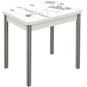 Обеденный раздвижной стол Бари хром №6 (Exclusive h174/белый) в Нальчике