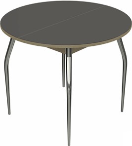 Обеденный раздвижной стол Ривьера исп. круг хром №5 (стекло коричневое/дуб выбеленный) в Нальчике
