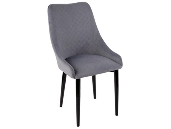Обеденный стул Хэнк каркас металл черный, велюр ромб серый в Нальчике - изображение