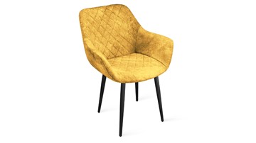 Обеденный стул Дастин К1С (Черный муар/Микровелюр Wellmart Yellow) в Нальчике
