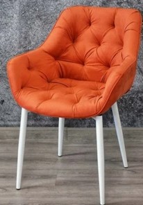 Обеденный стул Саваж оранжевый, ножки белые в Нальчике - предосмотр