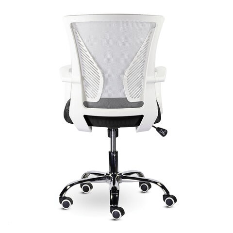 Кресло офисное Brabix Wings MG-306 (пластик белый, хром, сетка, серое/черное) 532010 в Нальчике - изображение 3