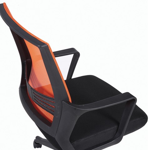 Кресло Brabix Balance MG-320 (с подлокотниками, комбинированное черное/оранжевое) 531832 в Нальчике - изображение 7