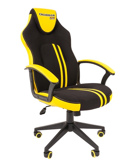 Кресло игровое CHAIRMAN GAME 26  Экокожа - Ткань стандарт. Черный/желтый в Нальчике - изображение 1