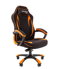 Кресло игровое CHAIRMAN GAME 28 Полиэстер комбинированная ткань оранжевый/черный в Нальчике