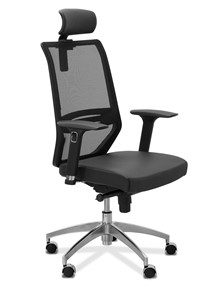 Офисное кресло Aero lux с подголовником, сетка/экокожа / черная/черная CN1114 в Нальчике