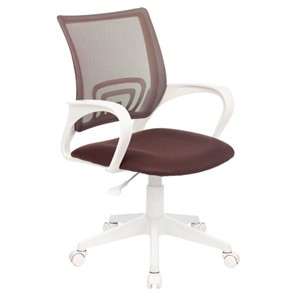 Кресло офисное BRABIX "Fly MG-396W", с подлокотниками, пластик белый, сетка, коричневое, 532398, MG-396W_532398 в Нальчике