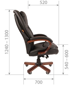Кресло компьютерное CHAIRMAN 408 кожа черная в Нальчике - предосмотр 2