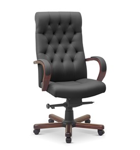 Кресло для руководителя Status, натуральная кожа с компаньоном /серая/дерево - орех аида в Нальчике