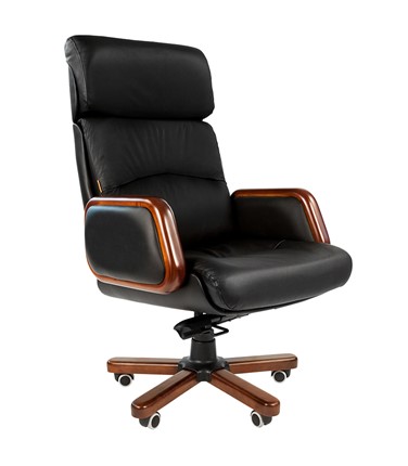 Кресло офисное CHAIRMAN 417 кожа черная в Нальчике - изображение