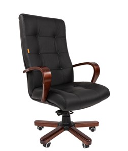 Кресло компьютерное CHAIRMAN 424 WD Кожа черная в Нальчике