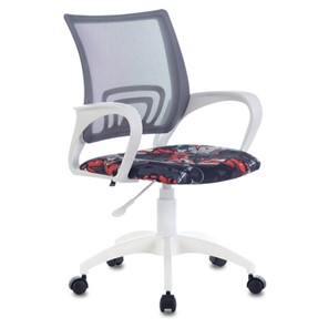 Офисное кресло Brabix Fly MG-396W (с подлокотниками, пластик белый, сетка, серое с рисунком "Graffity") 532404 в Нальчике