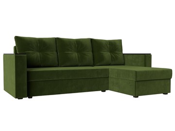 Угловой диван с оттоманкой Атланта Лайт Б/С, Зеленый (Микровельвет) в Нальчике