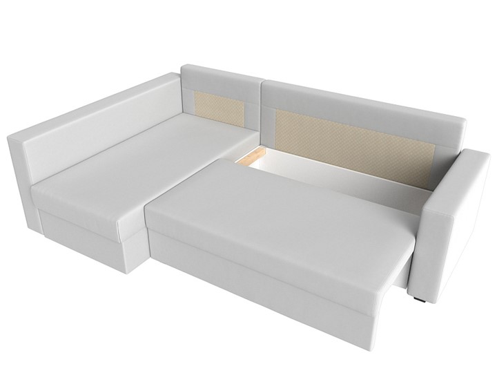 Угловой раскладной диван Мансберг, Белый (Экокожа) в Нальчике - изображение 1