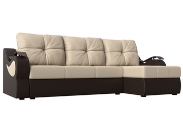 Угловой диван Меркурий, Бежевый/коричневый (экокожа) в Нальчике