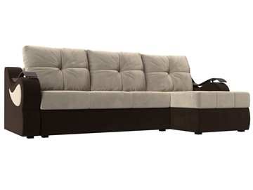 Угловой диван Меркурий, Бежевый/коричневый (вельвет) в Нальчике