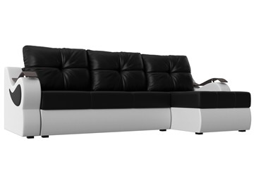 Угловой диван Меркурий, Черный/белый (экокожа) в Нальчике