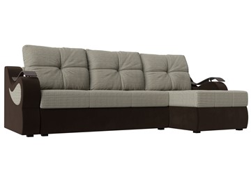 Угловой диван Меркурий, Корфу 02 (рогожка)/коричневый (вельвет) в Нальчике