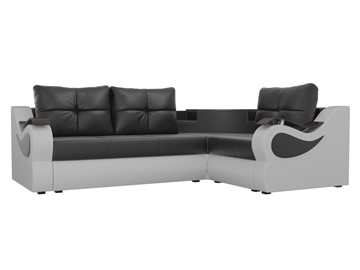 Угловой раскладной диван Митчелл, Черный/Белый (экокожа) в Нальчике