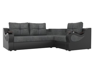 Угловой раскладной диван Митчелл, Серый/Черный (рогожка/экокожа) в Нальчике