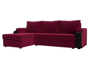 Угловой раскладной диван Николь лайт, Бордовый/Черный (микровельвет/экокожа) в Нальчике