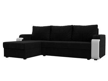 Угловой раскладной диван Николь лайт, Черный/Белый (микровельвет/экокожа) в Нальчике