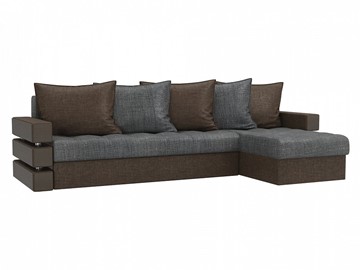 Угловой раскладной диван Венеция, Серый/Коричневый (рогожка) в Нальчике