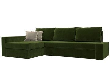 Угловой раскладной диван Версаль, Зеленый/Бежевый (микровельвет) в Нальчике