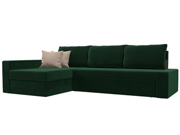 Угловой раскладной диван Версаль, Зеленый/Бежевый (велюр) в Нальчике
