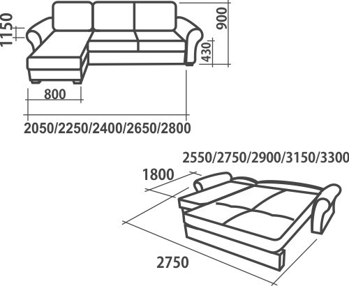 Угловой диван Аккордеон-1, 330 (круглые подлокотники) с коробом, Элакс в Нальчике - изображение 1