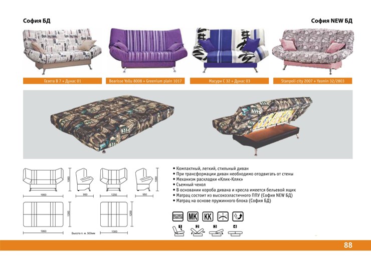 Прямой диван София Люкс пружинный блок в Нальчике - изображение 6