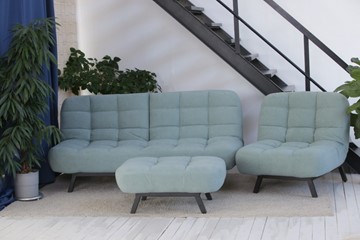 Комплект мебели Абри цвет мята кресло + диван + пуф опора металл в Нальчике