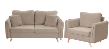 Комплект мебели Бертон бежевый диван+ кресло в Нальчике
