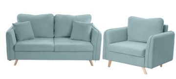 Комплект мебели Бертон голубой диван+ кресло в Нальчике