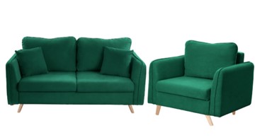 Комплект мебели Бертон изумрудный диван+ кресло в Нальчике