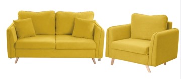 Комплект мебели Бертон желтый диван+ кресло в Нальчике