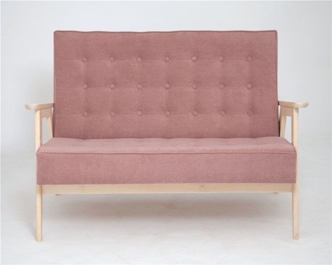 Прямой диван Ретро, двухместный (беленый дуб / RS 12 - розовый) в Нальчике - изображение 1
