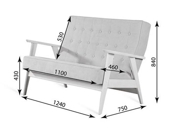 Прямой диван Ретро, двухместный (беленый дуб / RS 29 - бирюзовый) в Нальчике - предосмотр 3