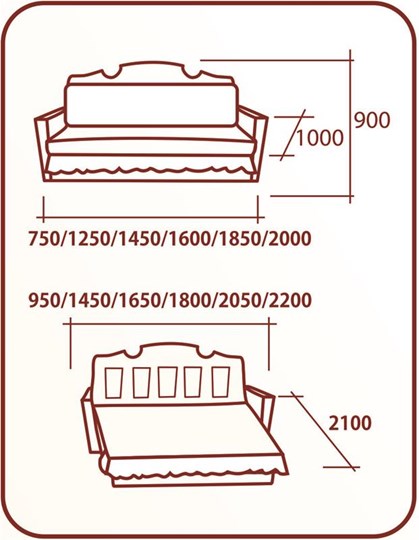 Прямой диван Аккордеон Бук 120, НПБ, Радуга в Нальчике - изображение 1