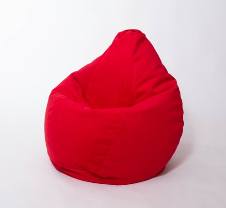 Кресло-мешок Груша большое, велюр однотон, красное в Нальчике - изображение