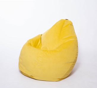 Кресло-мешок Груша большое, велюр однотон, лимонное в Нальчике